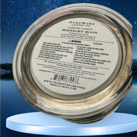 Homeworx By Harry Slatkin  MIDNIGHT MOON  Candle 18 oz 4 wick Hard to Find - Picture 3 of 7